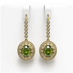 8.45 ctw Tourmaline & Diamond Victorian Earrings 14K Yellow Gold - REF-250M8G