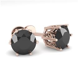 2.0 ctw Black Certified Diamond Stud Earrings 18k Rose Gold - REF-73M5G