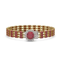31.91 ctw Ruby & Diamond Bracelet 14K Yellow Gold - REF-307N8F