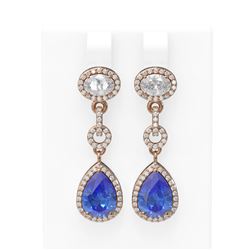 7.82 ctw Tanzanite & Diamond Earrings 18K Rose Gold - REF-409A3N