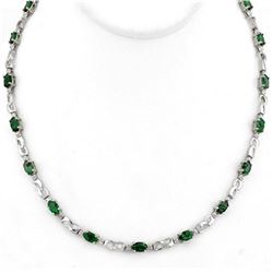 7.02 ctw Emerald & Diamond Necklace 10k White Gold - REF-89H3R