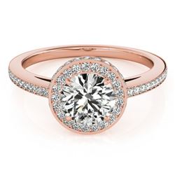 1.55 ctw Certified VS/SI Diamond Halo Ring 18k Rose Gold - REF-306F3M