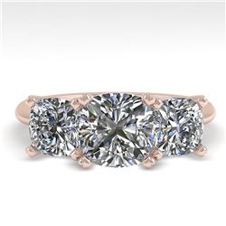 2.0 ctw Cushion VS/SI Diamond 3 Stone Designer Ring 14k Rose Gold - REF-395N8F