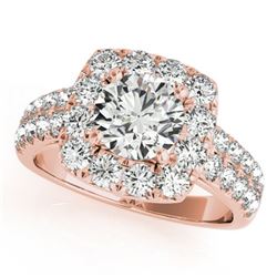 2.5 ctw Certified VS/SI Diamond Halo Ring 18k Rose Gold - REF-436M2G