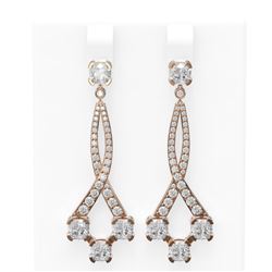 5.39 ctw Cushion Diamond Earrings 18K Rose Gold - REF-808X4A