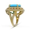 Image 3 : 9.07 ctw Turquoise & Diamond Victorian Ring 14K Yellow Gold - REF-245W5H