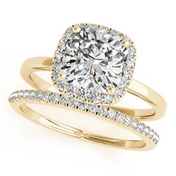 1.33 ctw Certified VS/SI Cushion Diamond 2pc Set Halo 14k Yellow Gold - REF-323G3W