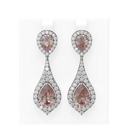 10.86 ctw Morganite & Diamond Earrings 18K White Gold - REF-525N5F