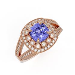 2.74 ctw Certified Tanzanite & Diamond Victorian Ring 14K Rose Gold - REF-101H8R