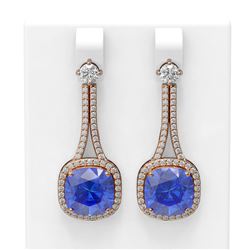 12.78 ctw Tanzanite & Diamond Earrings 18K Rose Gold - REF-454H5R