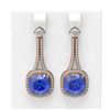 Image 1 : 12.78 ctw Tanzanite & Diamond Earrings 18K Rose Gold - REF-454H5R
