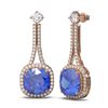 Image 2 : 12.78 ctw Tanzanite & Diamond Earrings 18K Rose Gold - REF-454H5R