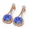 Image 3 : 12.78 ctw Tanzanite & Diamond Earrings 18K Rose Gold - REF-454H5R
