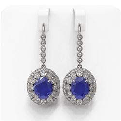 17.22 ctw Sapphire & Diamond Victorian Earrings 14K White Gold - REF-354H5R