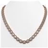 Image 1 : 38.05 ctw Emerald Cut Diamond Micro Pave Necklace 18K Rose Gold - REF-6060W2H