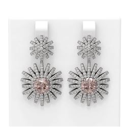 6 ctw Morganite & Diamond Earrings 18K White Gold - REF-327K3Y