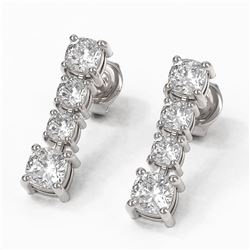 3.78 ctw Cushion Diamond Earrings 18K White Gold - REF-659R3K