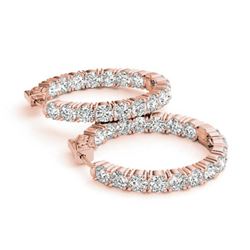 8 ctw Diamond VS/SI Certified 23 MM HOOP Earrings 14K Rose Gold - REF-936R8K