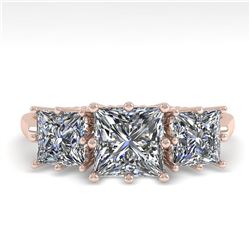 2.0 ctw Past Present Future VS/SI Princess Diamond Ring 18k Rose Gold - REF-435F2M