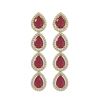 Image 1 : 10.2 ctw Ruby & Diamond Micro Pave Halo Earrings 10k Yellow Gold - REF-155X5A