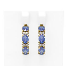 8.97 ctw Tanzanite & Diamond Earrings 18K Yellow Gold - REF-158A4N