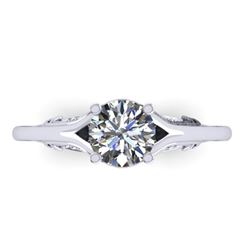 1 ctw Solitaire Certified VS/SI Diamond Ring Art Deco 14k White Gold - REF-295G3W