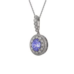 4.77 ctw Tanzanite & Diamond Victorian Necklace 14K White Gold - REF-169Y8X