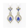 Image 1 : 7.01 ctw Tanzanite & Diamond Earrings 18K Yellow Gold - REF-354H5R