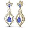 Image 2 : 7.01 ctw Tanzanite & Diamond Earrings 18K Yellow Gold - REF-354H5R