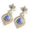 Image 3 : 7.01 ctw Tanzanite & Diamond Earrings 18K Yellow Gold - REF-354H5R