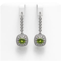 4.5 ctw Tourmaline & Diamond Victorian Earrings 14K White Gold - REF-172X8A