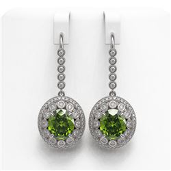15.02 ctw Tourmaline & Diamond Victorian Earrings 14K White Gold - REF-401H6R