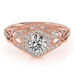 0.9 ctw Certified VS/SI Diamond Halo Ring 18k Rose Gold - REF-109M3G