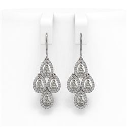 3.61 ctw Pear Cut Diamond Micro Pave Earrings 18K White Gold - REF-306Y5X