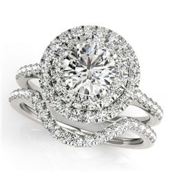 1.70 ctw Certified VS/SI Diamond 2pc Set Solitaire Halo 14k White Gold - REF-300K2Y