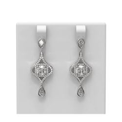 3.84 ctw Cushion Diamond Earrings 18K White Gold - REF-826F8M