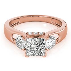 1.6 ctw VS/SI Princess Cut Diamond 3 Stone Ring 18k Rose Gold - REF-350K2Y