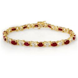 8.55 ctw Ruby & Diamond Bracelet 14k Yellow Gold - REF-109W3H