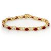 Image 1 : 8.55 ctw Ruby & Diamond Bracelet 14k Yellow Gold - REF-109W3H