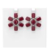 Image 1 : 35.99 ctw Ruby & Diamond Earrings 18K White Gold - REF-304W2H