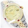 Image 1 : Rolex Men's Two Tone 14K Gold/SS, QuickSet, Roman Dial & Diam/Ruby Bezel - REF-533Y5X