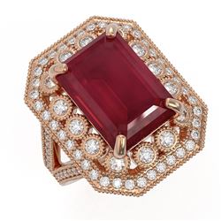 11.98 ctw Certified Ruby & Diamond Victorian Ring 14K Rose Gold - REF-258X8A