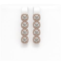 4.52 ctw Cushion Cut Diamond Micro Pave Earrings 18K Rose Gold - REF-384X5A