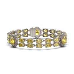 27.35 ctw Citrine & Diamond Bracelet 14K White Gold - REF-225X2A