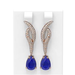 6.79 ctw Sapphire & Diamond Earrings 18K Rose Gold - REF-178M2G