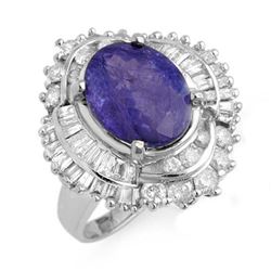 6.0 ctw Tanzanite & Diamond Ring 18k White Gold - REF-287A6N