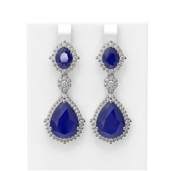 29.36 ctw Sapphire & Diamond Earrings 18K White Gold - REF-636N4F