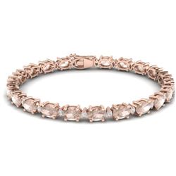 21.2 ctw Morganite & VS/SI Diamond Eternity Bracelet 10k Rose Gold - REF-290Y2X