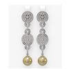 Image 1 : 2.83 ctw Diamond & Pearl Earrings 18K White Gold - REF-342R4K