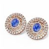 Image 3 : 13.11 ctw Tanzanite & Diamond Earrings 18K Rose Gold - REF-618A2N